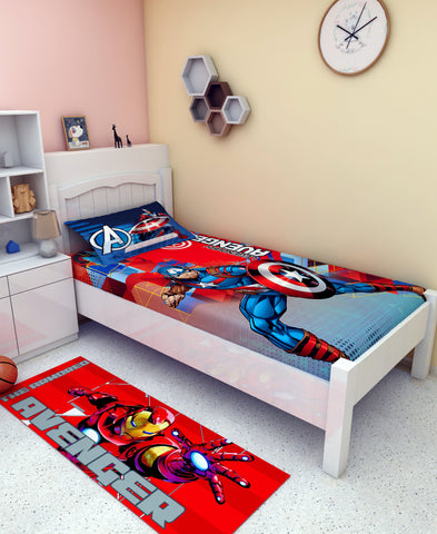 Athom Living Room Combo Set of 1 Single Bedsheet, 1 Cushion + 1 Runner + 1 Doormat