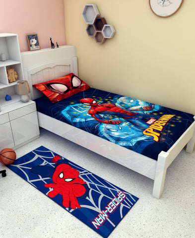 Athom Living Room Combo Set of 1 Single Bedsheet, 1 Cushion + 1 Runner + 1 Doormat