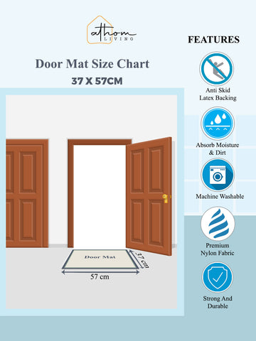 Athom Living Checkmat Premium Anti Slip Printed Door Mat 37x57 cm Pack of 2