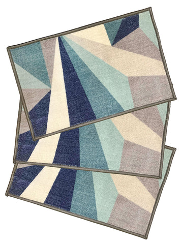 Athom Living Distressed Blue Premium Anti Slip Printed Door Mat 37x57 cm Pack of 3