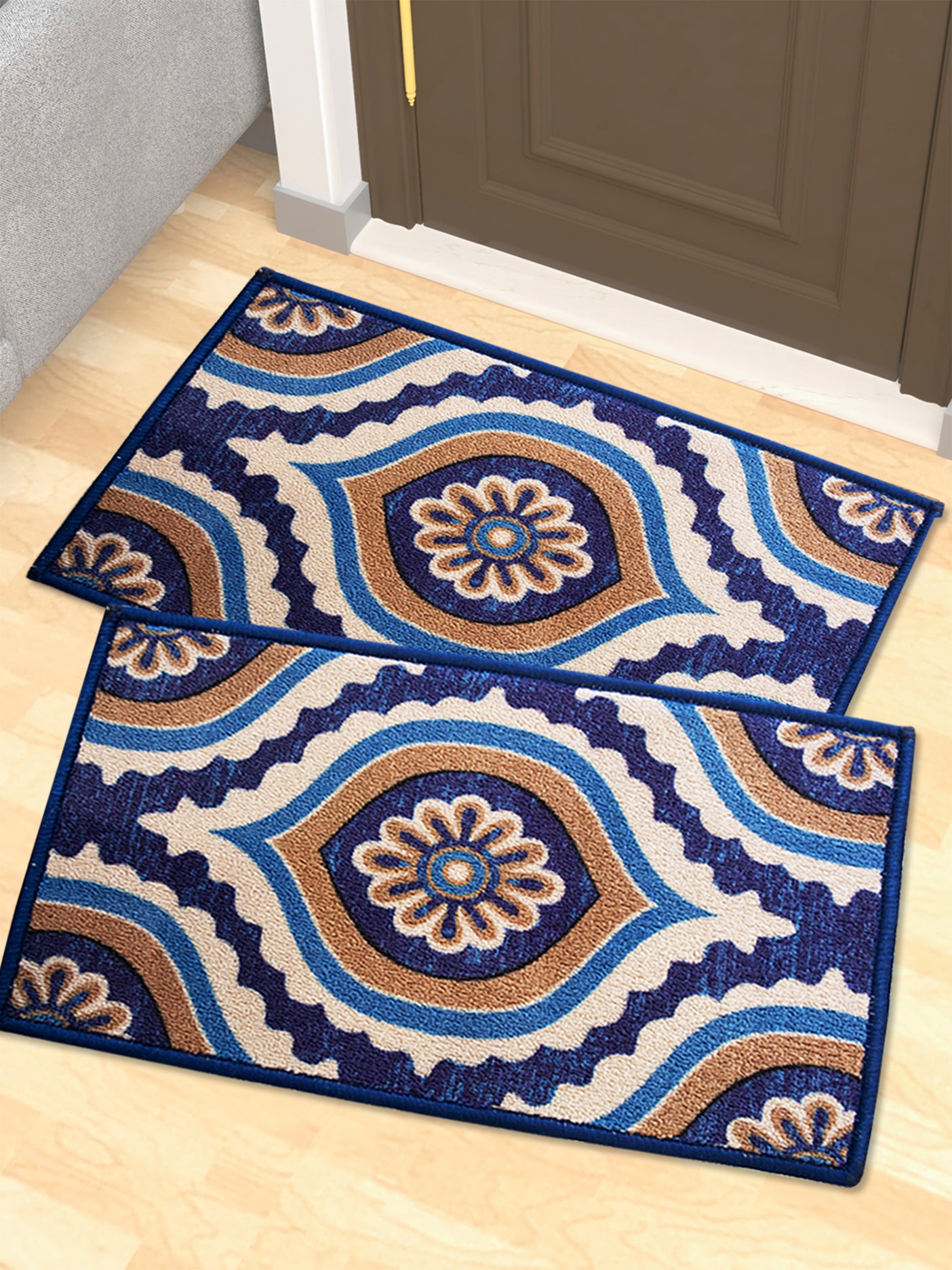 Ikat Blue Color Doormats