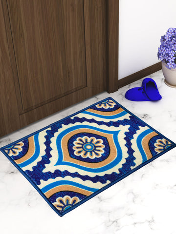 Athom Living Ikat Blue Premium Anti Slip Printed Door Mat 37x57 cm Pack of 3