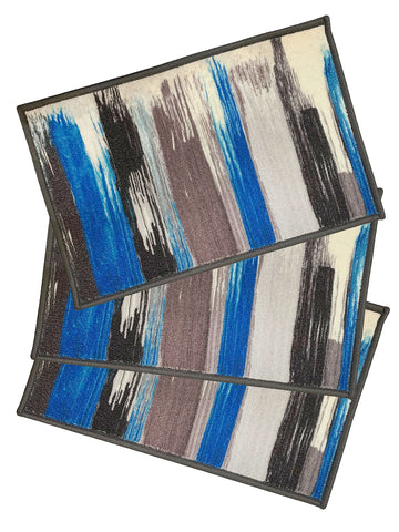 Athom Living Canvas Blue Premium Anti Slip Printed Door Mat 37x57 cm Pack of 3