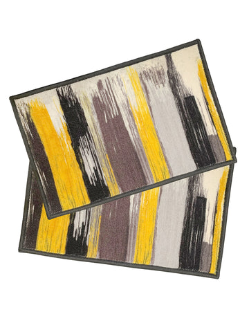 Athom Living Canvas Yellow Premium Anti Slip Printed Door Mat 37x57 cm Pack of 2