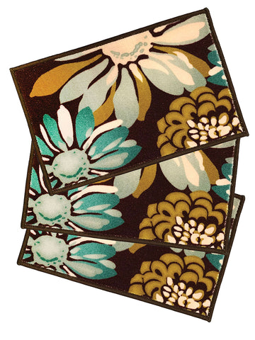 Athom Living Flower Canvas Premium Anti Slip Printed Door Mat 37x57 cm Pack of 3