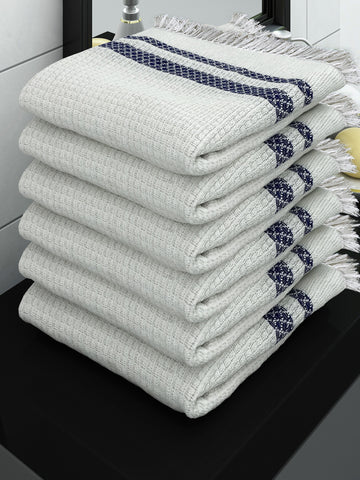 Athom Living Eco Saviour Premium Cotton Bath Towel/Gamcha Pearl White (Pack of 6)