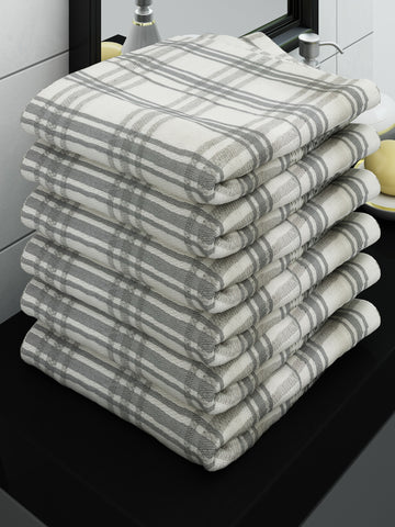 Athom Living Eco Saviour Premium Cotton Bath Towel/Gamcha Luxar Grey  (Pack of 6)