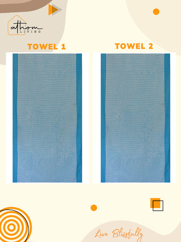 Athom Living Ecosaviour Premium Cotton Bath Towel/Gamcha Blue CheckerS