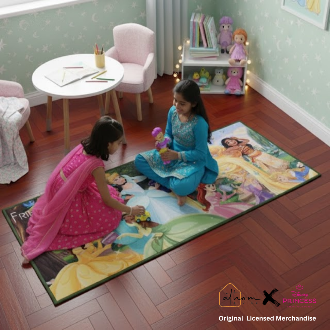 Add magical charm to your child’s space with this Disney Princess Friends themed runner carpet by Athom Living, designed with soft texture, anti-slip base and colourful graphics for a stylish runner carpet look.