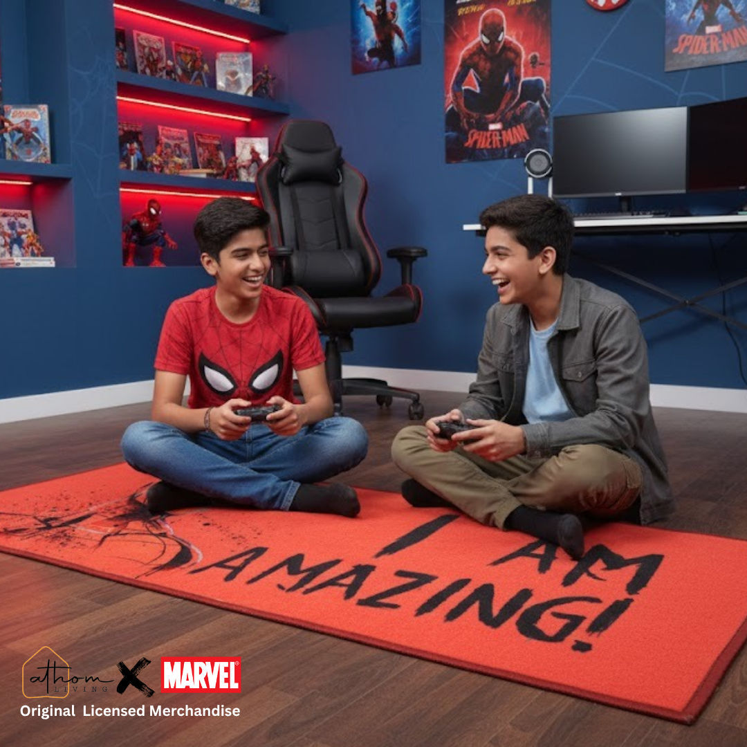 Add superhero energy to your child’s room with this Spiderman (Red) Themed runner carpet by Athom Living. Made from premium fabric, this 60x140 cm design offers comfort, style, and anti-skid safety.