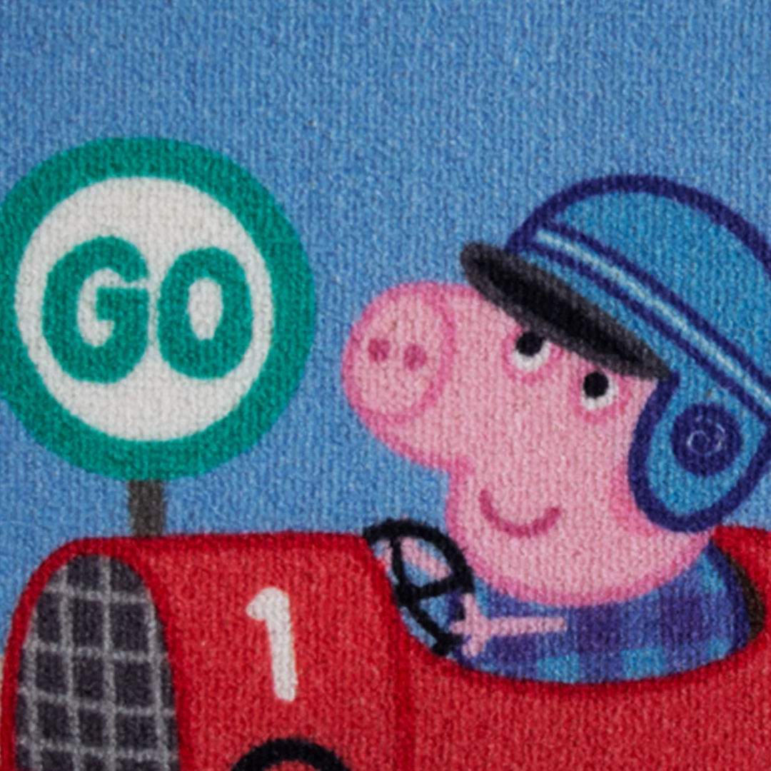 Adorable Peppa Pig inspired anti-skid door mat by Athom Living showcasing George Pig’s “Beep Beep! Honk Honk!” design, ideal for kids’ rooms, entryways, or nursery floors with a playful touch.
