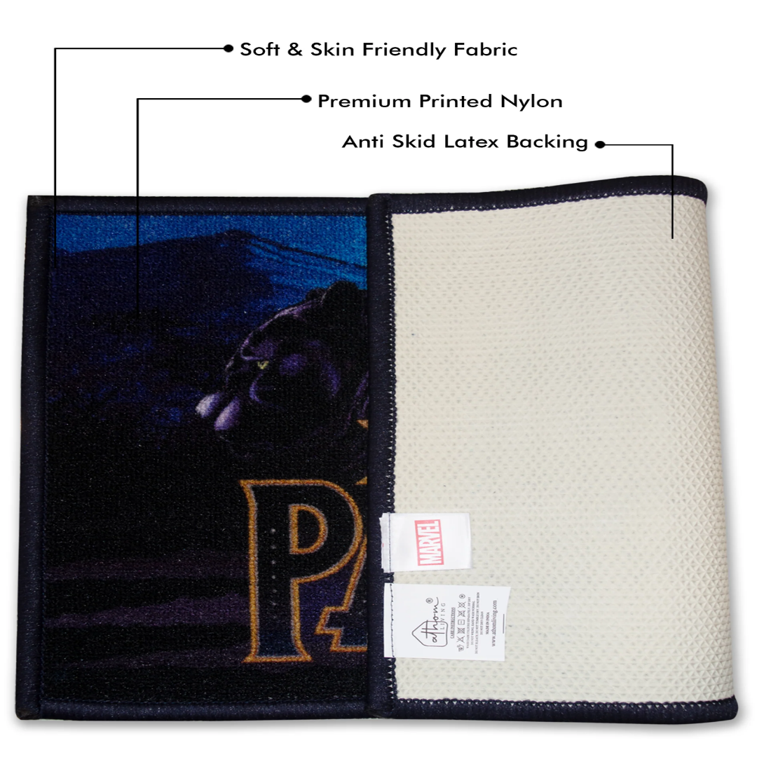 Athom Living Black Panther Strength Honor Courage Anti Skid kids Doormat crafted with durable materials, bright prints, anti slip backing, and bold superhero styling perfect for kids bedroom entrances