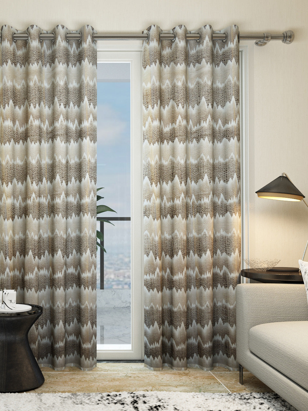Athom Living Brown Hill Dream Collection door drapes set of 2, stylish brown patterned curtains designed for privacy, comfort, and elegant home décor.