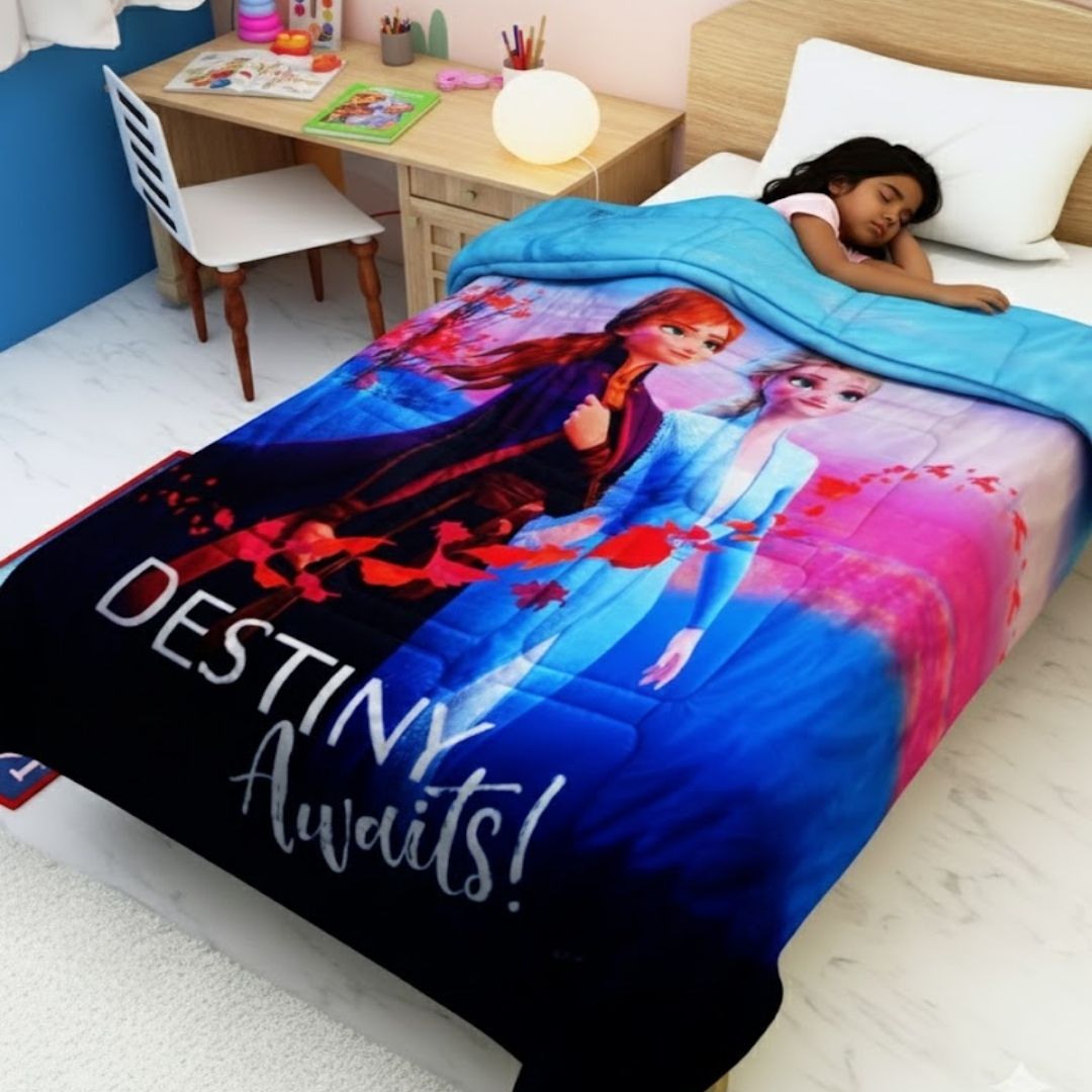 Athom Living Disney Frozen Sisters Comforter & Bath Towel combo set of 2 featuring premium fabric, bright colors, and kid-friendly design, perfect for girls who love Frozen and want a stylish Comforter & Bath Towel.