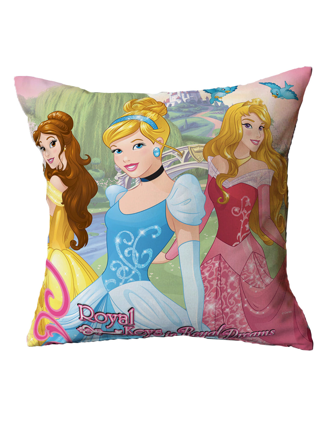 Athom Living Disney Princess Filled Cushion 16x16 / 40x40 cm designed with soft fabric and bright digital artwork. This Filled Cushion brings comfort and style to any child’s room with its adorable princess theme.