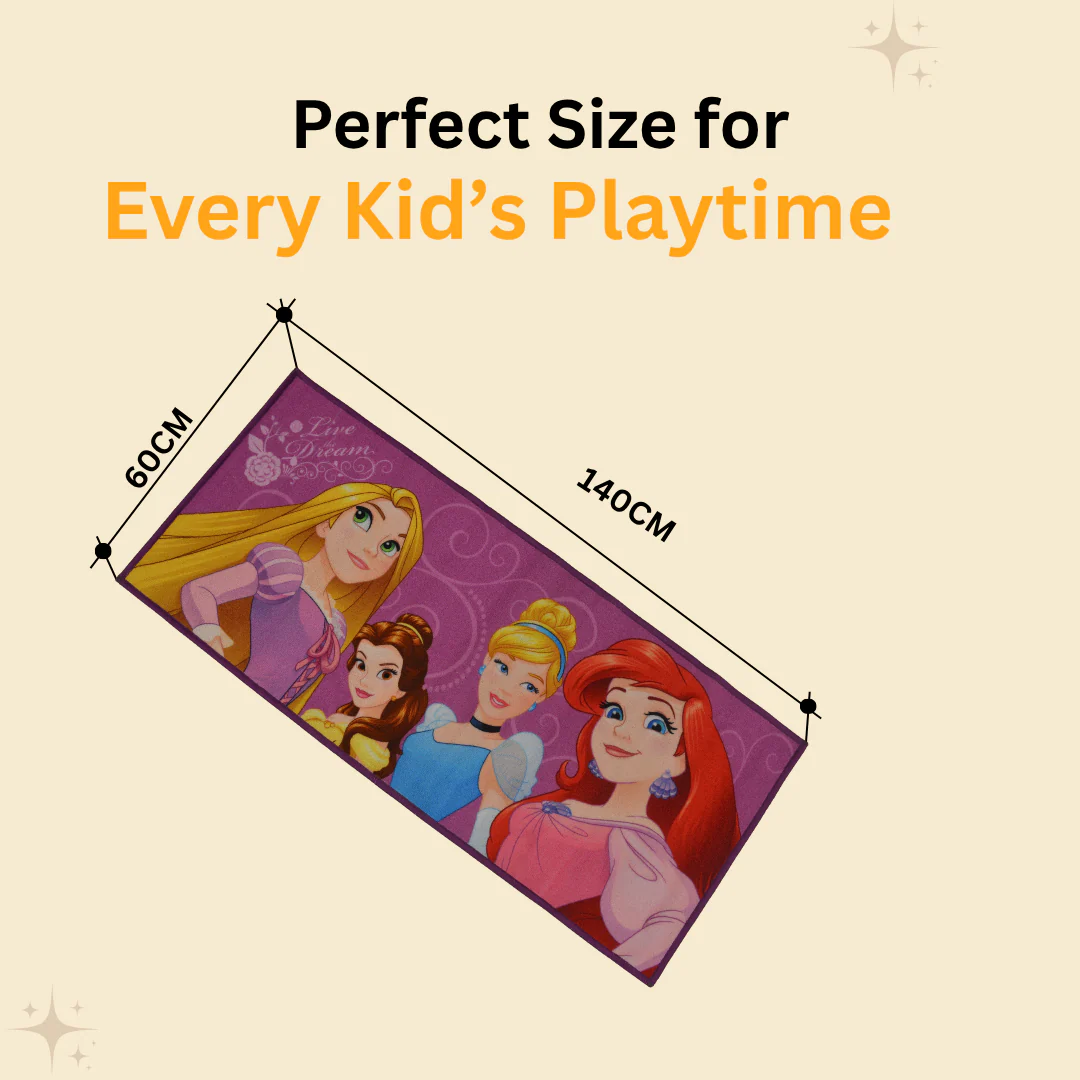 Athom Living Disney Princess Friends kids bath towel and kids runner carpet combo offers soft, high-quality material, perfect for children’s bathrooms, adding charm and comfort.
