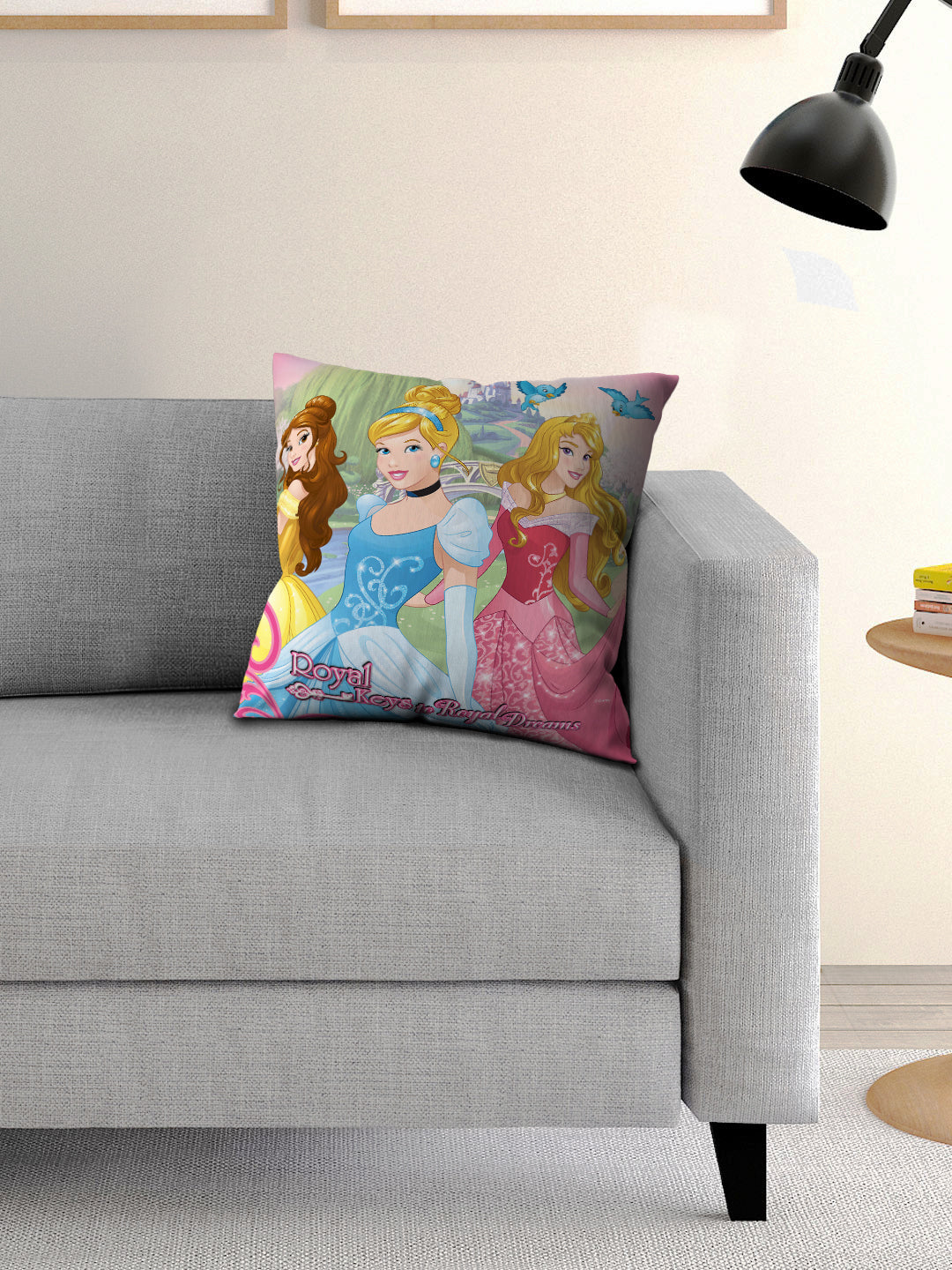 Athom Living Disney character printed cushion with cover, 40x40 cm, soft fabric, perfect for kids’ room décor, home furnishing, and gifting.