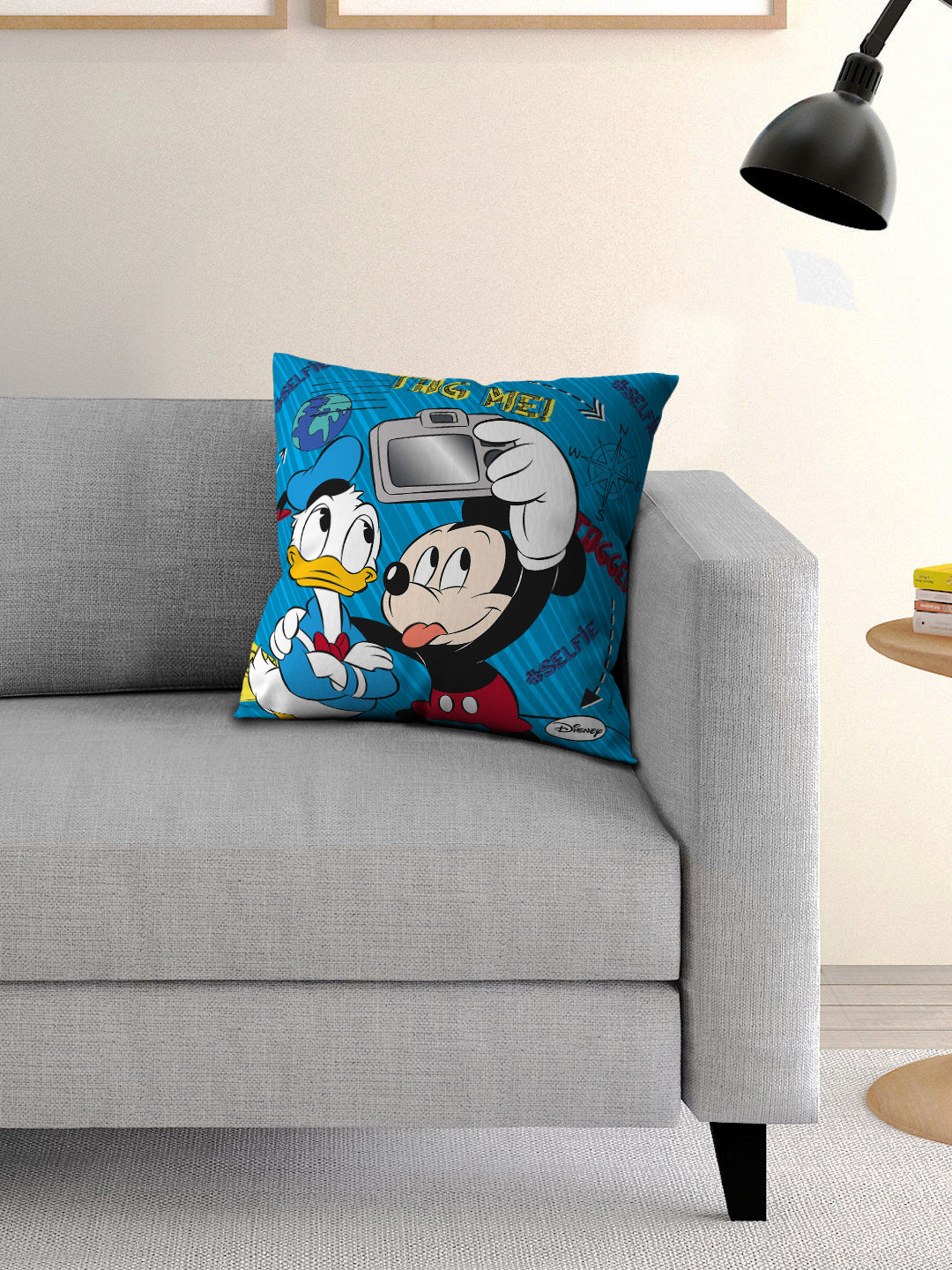 Athom Living Disney character printed cushion with cover, soft 40x40 cm décor pillow for kids’ room, adds comfort, style and fun to your home furnishings.