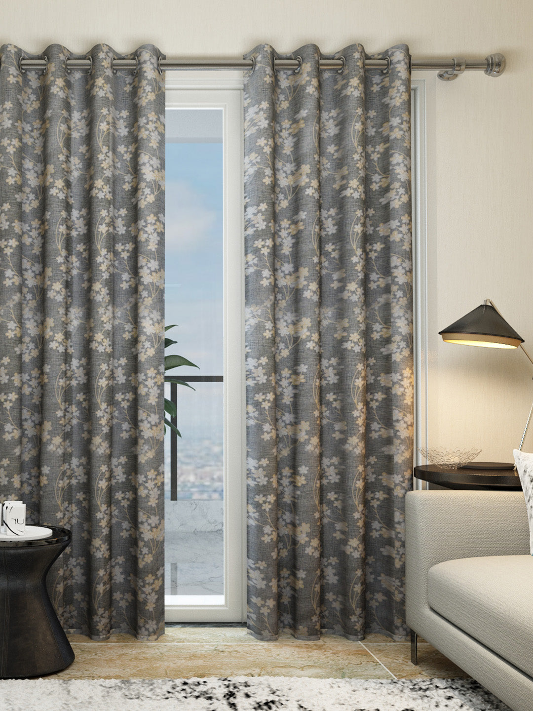 Athom Living Dream Collection beige floral door drapes set of 2, elegant home décor curtains for privacy, style, and a vibrant living space upgrade.