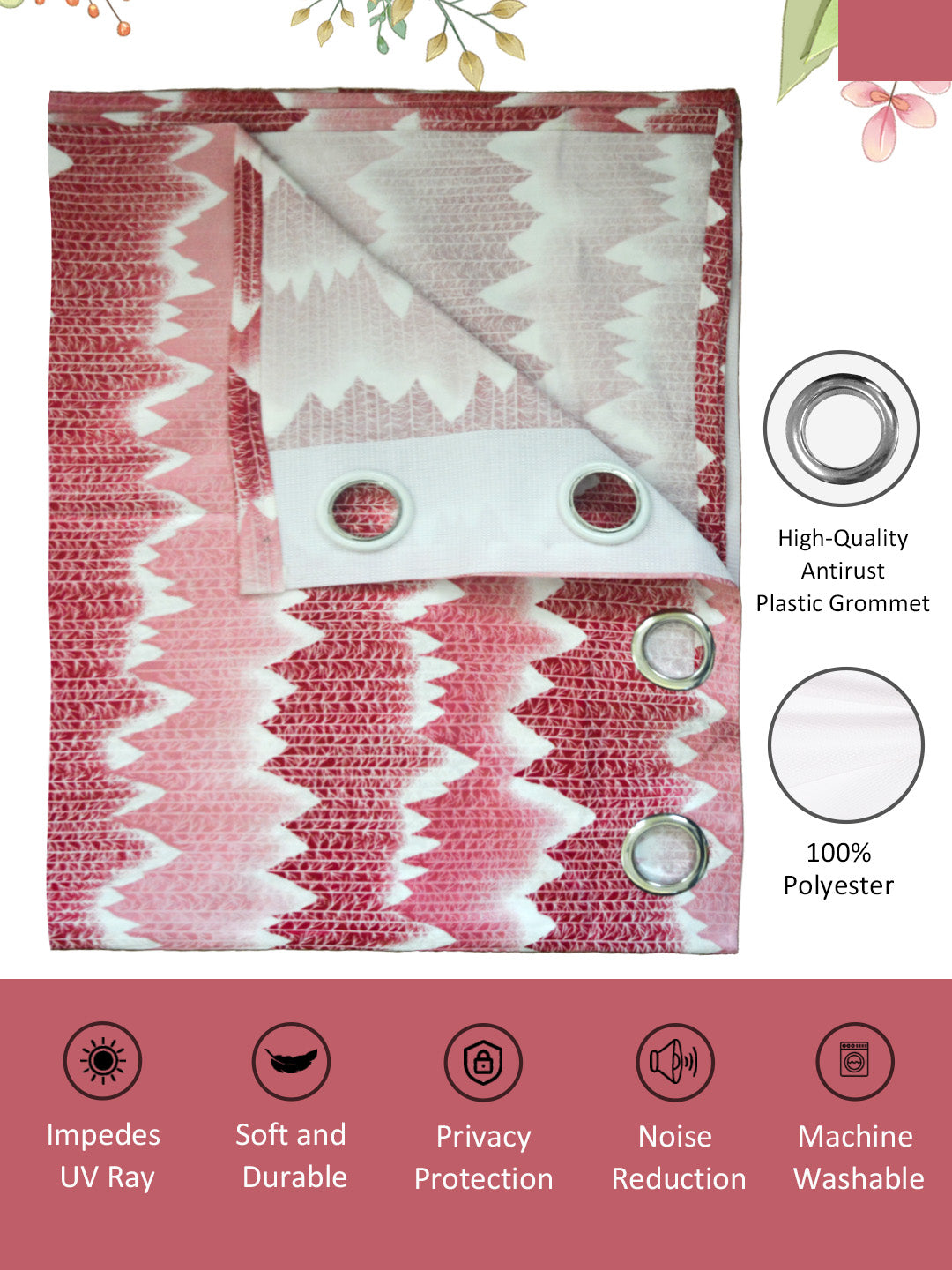 Athom Living Dream Collection pink hill window curtains set of 2, premium fabric drapes for vibrant home décor, living room, and stylish interiors.