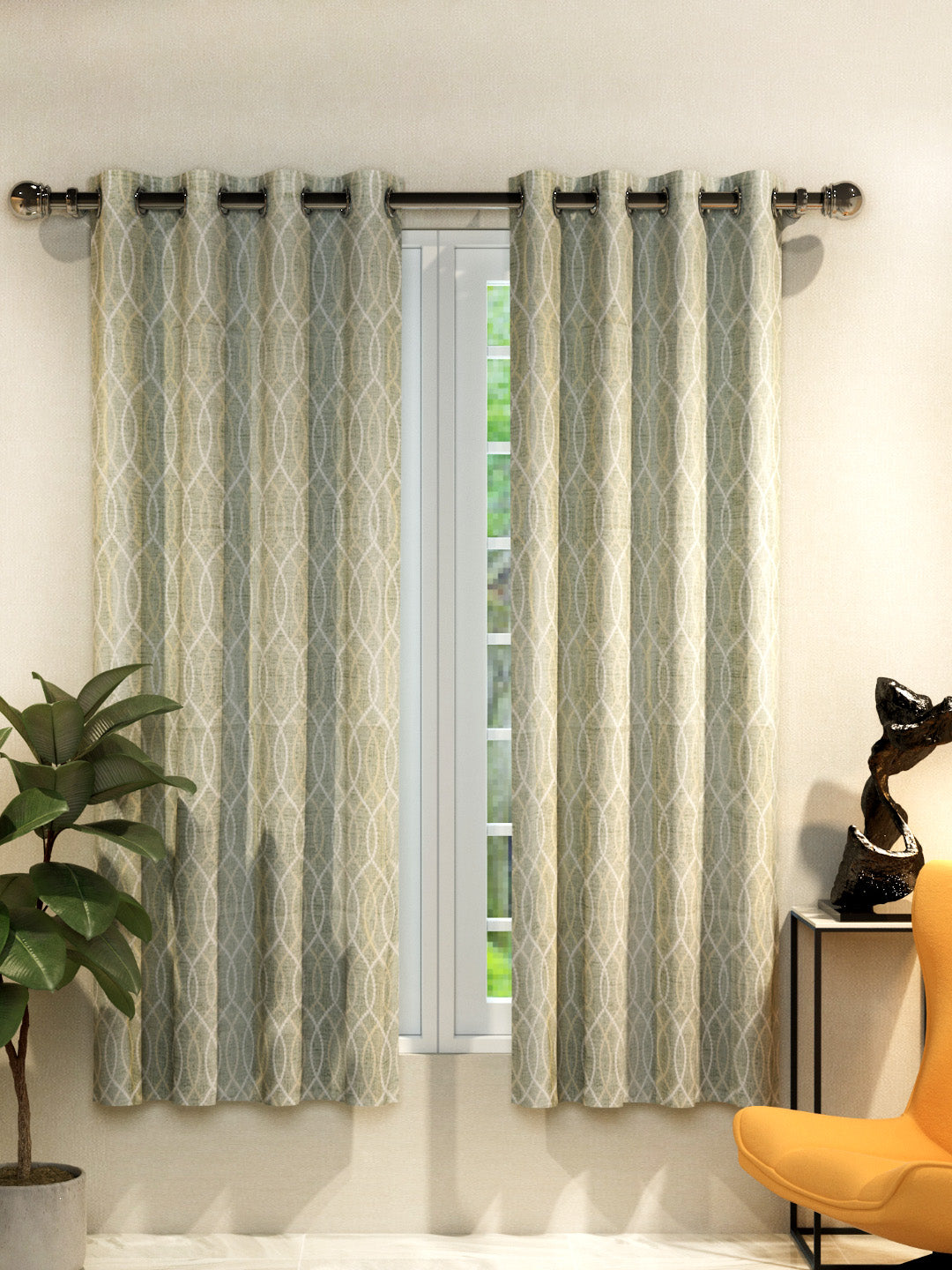 Athom Living Green Spiral Dream Collection window curtains set of 2, vibrant colorful design for home décor, privacy, and stylish interior enhancement.