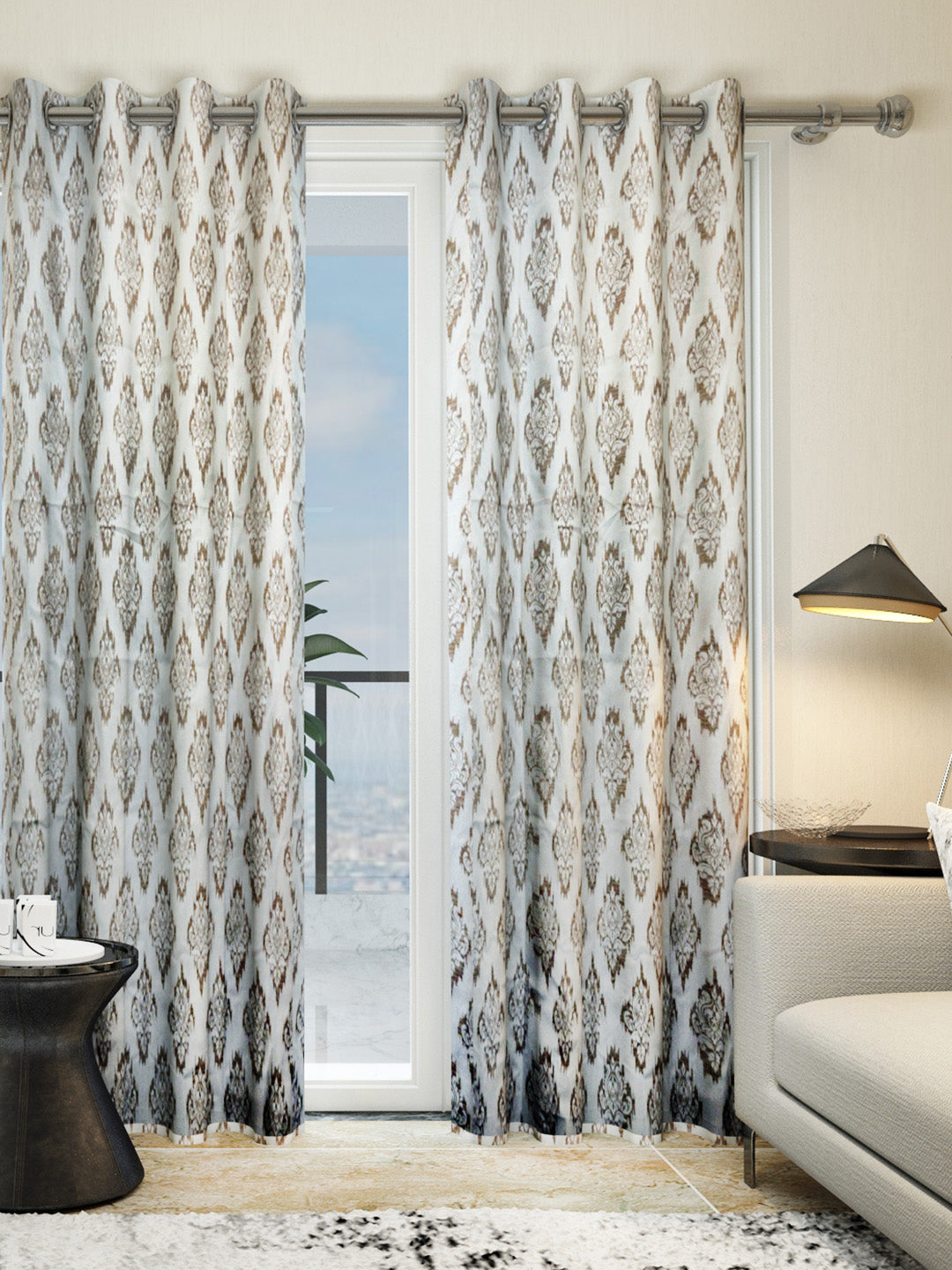 Athom Living Grey Pattern Door Drapes Set of 2 from Dream Collection, stylish curtains adding elegance, privacy, and vibrant charm to your modern home.