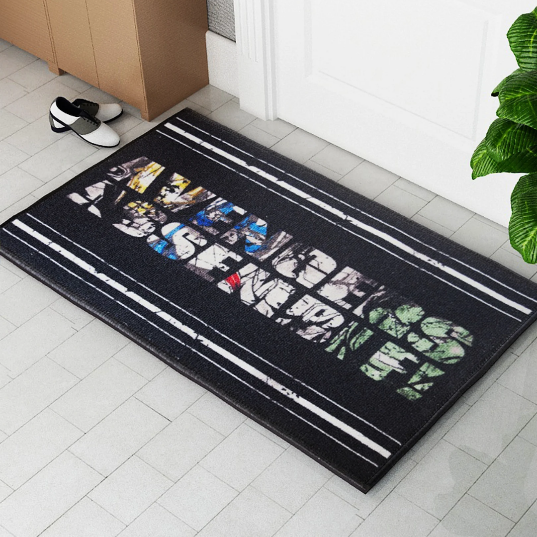 Athom Living Marvel Avengers Assembled Anti Skid kids Doormat showcasing vibrant superhero graphics, strong grip backing, and kid-friendly design ideal for playrooms, bedrooms, and everyday safe floor entry.