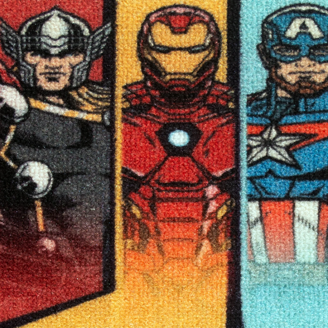 Athom Living Marvel Avengers “Power in Every Hero” Anti Skid kids Doormat featuring slip-resistant backing, vibrant digital prints, and tough material suitable for kid-friendly home décor and daily use.