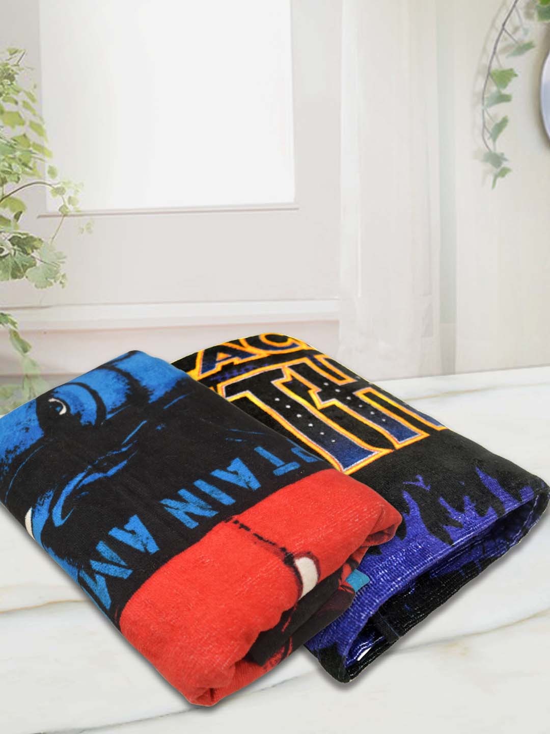 Athom Living Marvel Avengers with Black Panther Kids Bath Towel in a soft 350 GSM fabric, offering vibrant colors and high absorbency. This 60x120 cm bath towel pack of 2 is perfect for boys and girls who love superheroes.