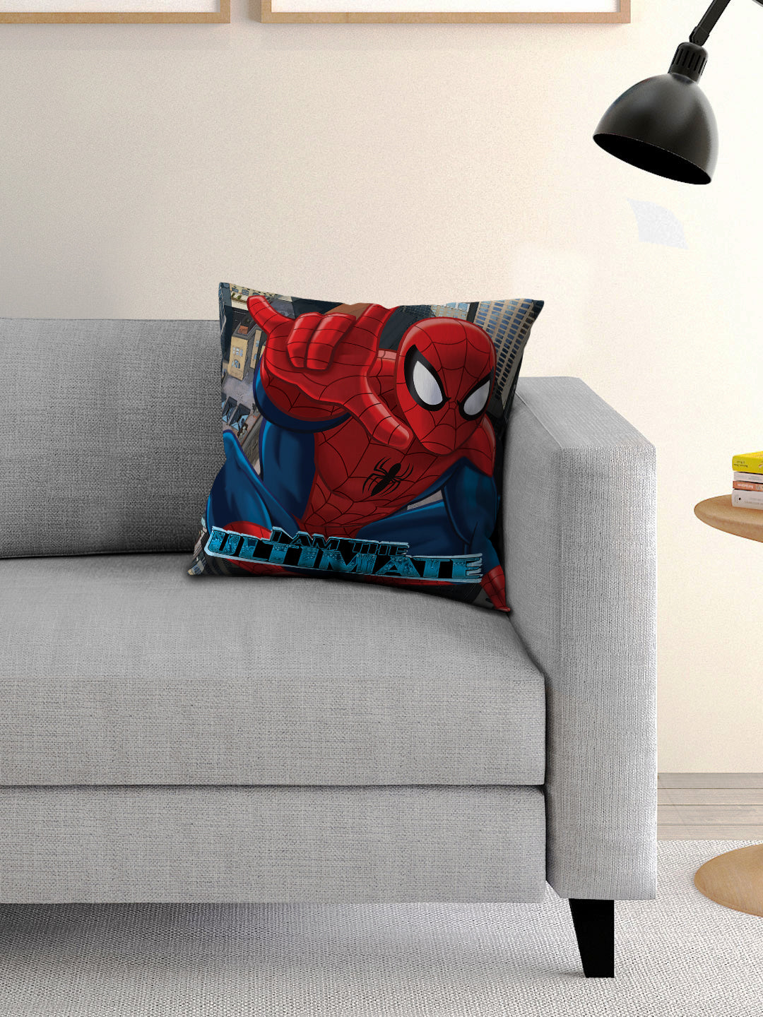 Athom Living Marvel character printed cushion with soft cover, 40x40 cm, perfect kids’ room decor with superhero style and premium comfort.