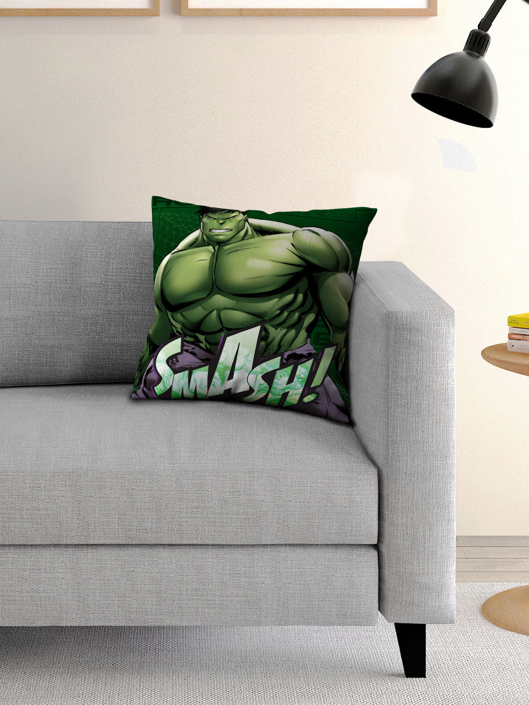 Athom Living Marvel printed cushion with cover, 40x40 cm, soft fabric, stylish home décor for kids and adults, perfect for living room or bedroom.