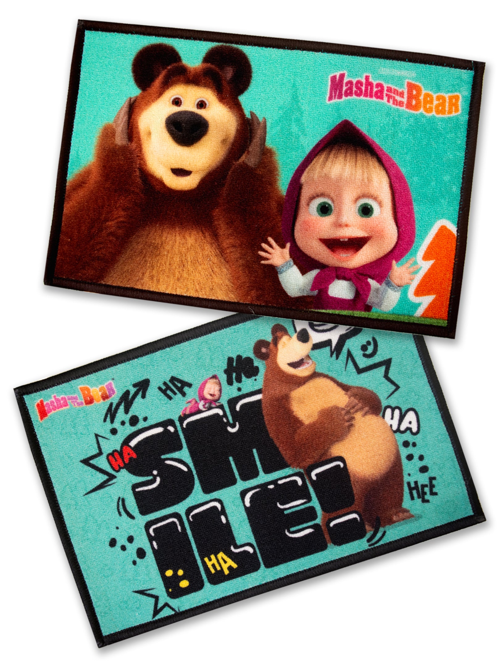 Athom Living Masha and The Bear multicolor kids doormat, 37x57 cm, premium nylon with latex backing, anti-slip, perfect for bedroom or playroom.

