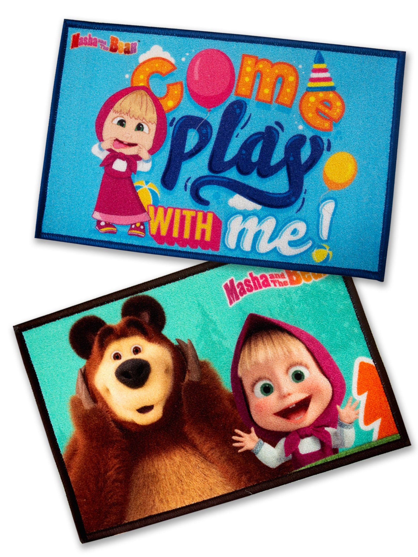 Athom Living Masha and The Bear themed kids doormat, multicolor, anti-slip latex backing, durable nylon, combo of 2, perfect for kids’ room décor
