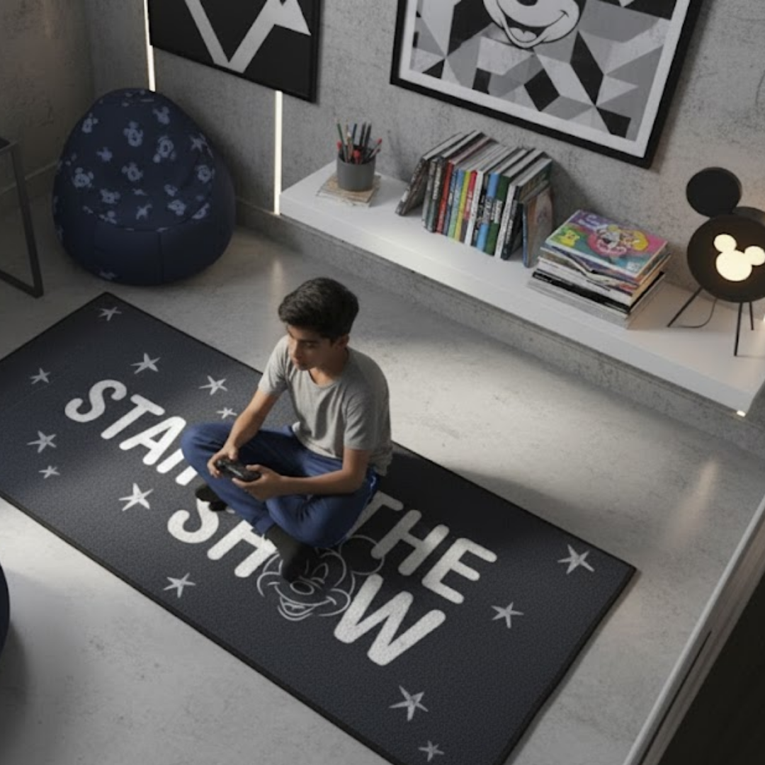 Athom Living Mickey themed runner carpet brings joyful Disney-inspired design, plush comfort and durable anti-slip backing, making this runner carpet ideal for hallways, bedrooms and playful children’s spaces.