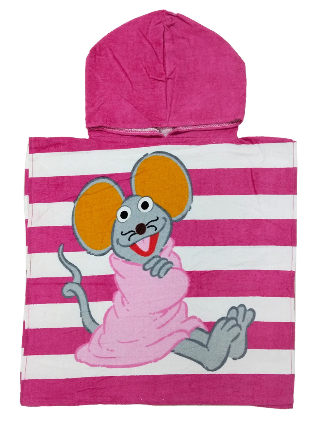 Athom Living Mouse kids hooded bath towel poncho 50x100 cm, soft cotton comfort, vibrant mouse design, makes bath time fun, safe and skin friendly.