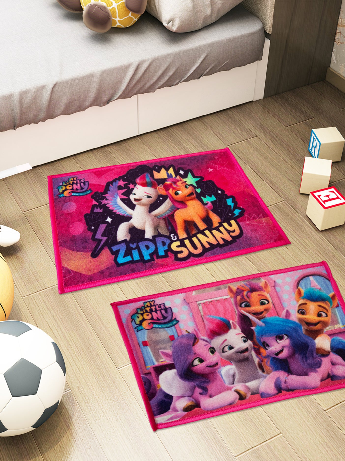 Athom Living My Little Pony kids doormats combo of 2, multicolour, premium nylon, anti-skid latex backing, durable and stylish floor mat.
