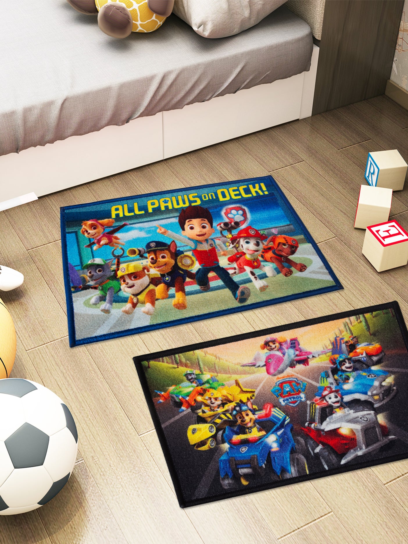 Athom Living Paw Patrol All Paws On Deck multicolor kids doormat, premium nylon with latex backing, anti-skid, 37x57 cm, pack of 2