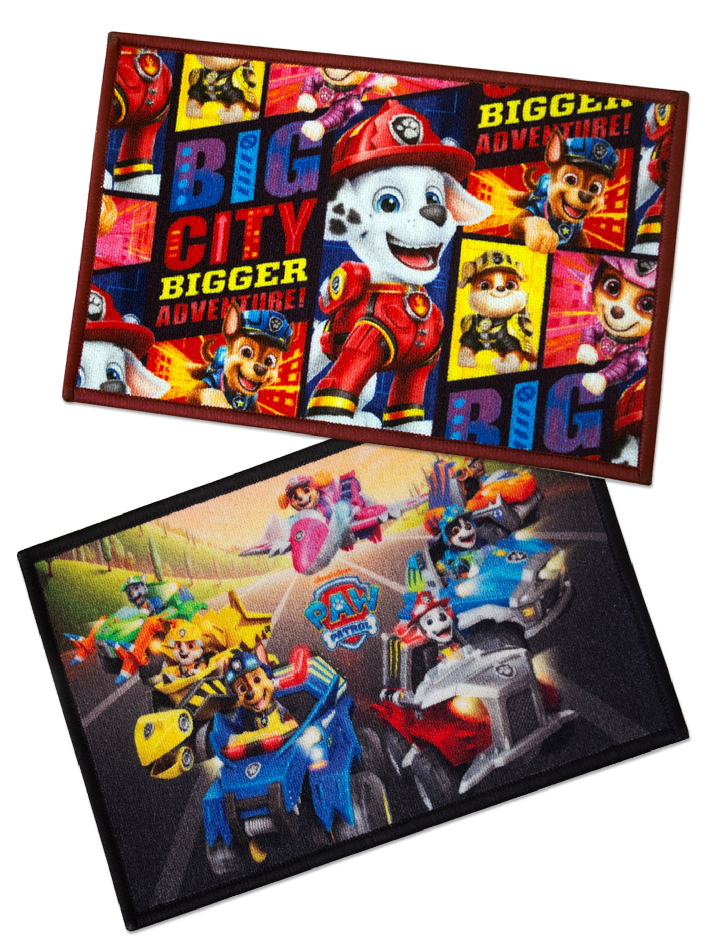 Athom Living Paw Patrol themed kids doormat pack of 2, soft nylon, non-slip latex backing, durable 37x57 cm mats.