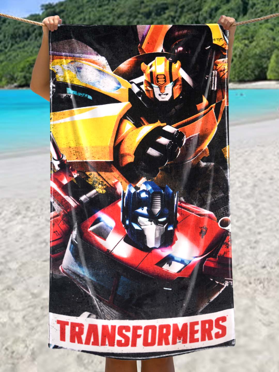 Athom Living Transformers kids bath towel 60x120 cm featuring vibrant character prints, soft absorbent fabric, and kid-friendly design, making it a perfect match for themed Comforter & Bath Towel sets.