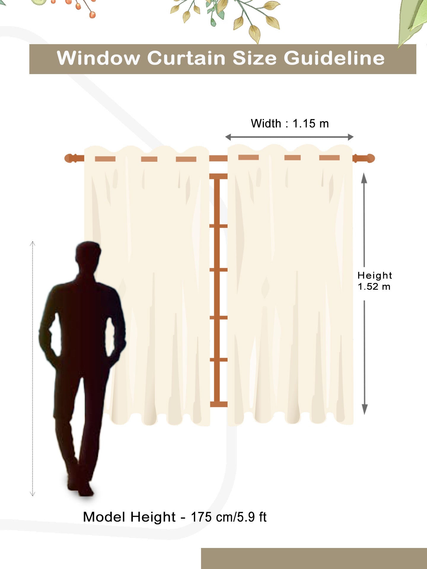 Athom Living Vogue Cream Solid Curtains – Set of 2 window panels, elegant and simple design, offering both privacy and style for modern and classic homes.