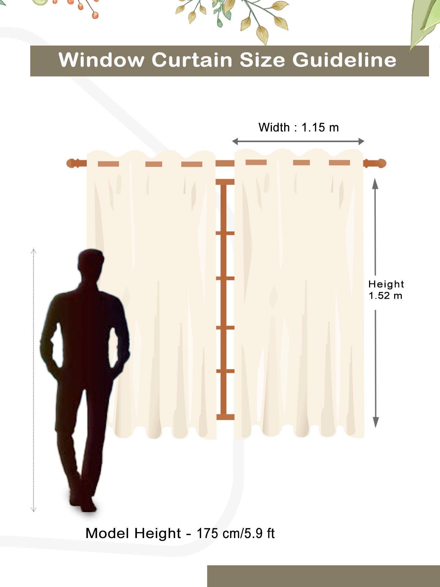 Athom Living beige Dream Collection window drapes set with delicate little flowers design, perfect choice for stylish home décor and privacy.