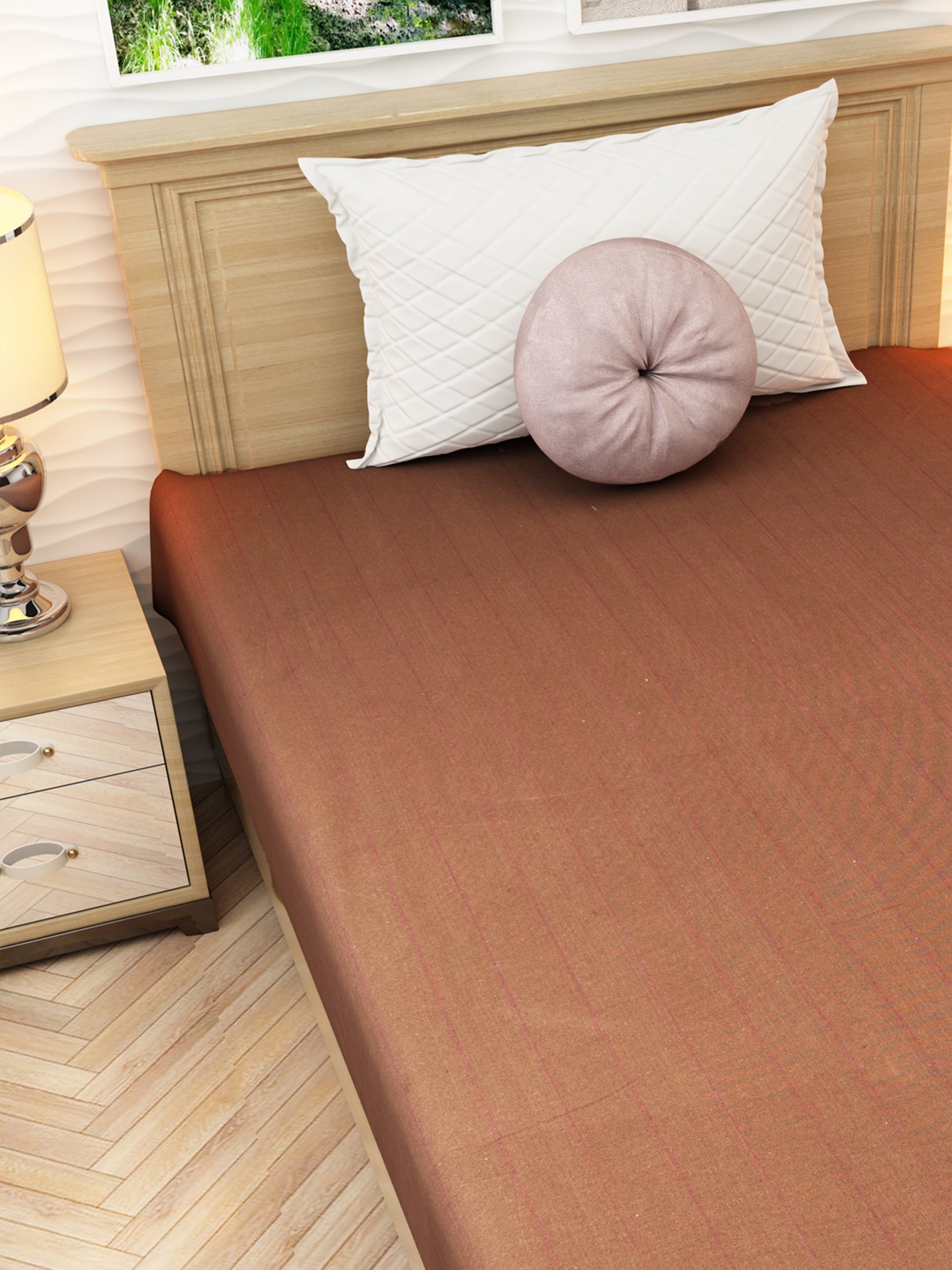 Athom Living brown striped cotton chaddar crafted for soft, breathable comfort in every season. This single bedsheet combines durability, elegance, and a soothing design ideal for enhancing your home interiors.