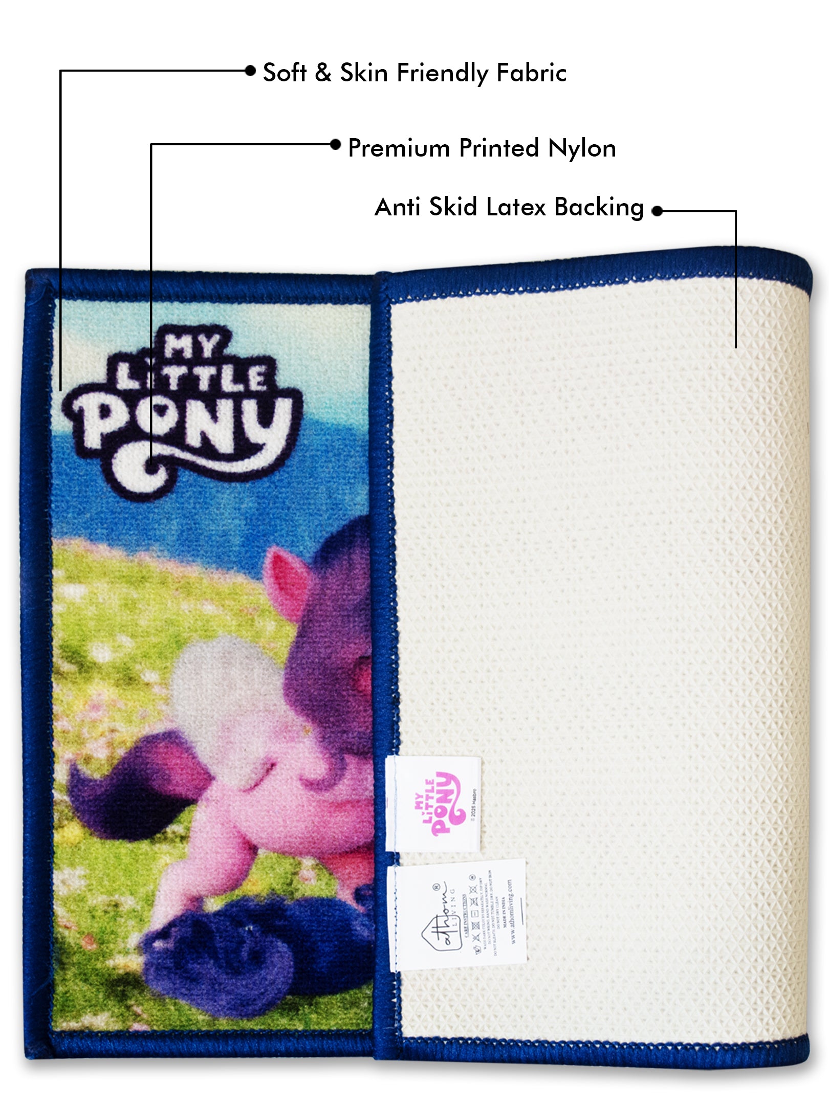 Athom Living kids room doormats, My Little Pony printed, anti-skid latex backing, durable nylon, stylish set of 2 for home decoration.
