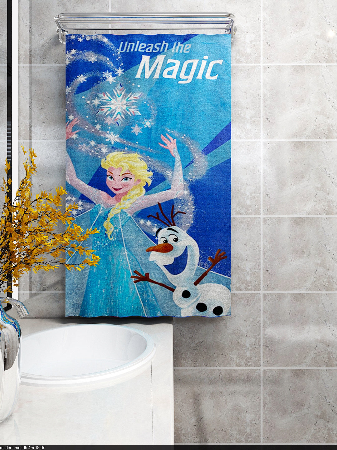 Athom Living’s Disney Unleash The Magic Frozen Kids Cotton Bath Towel 350 GSM 60x120 cm offering premium absorbency and comfort, perfect for little fans and coordinating perfectly with Frozen Comforter & Bath Towel accessories.