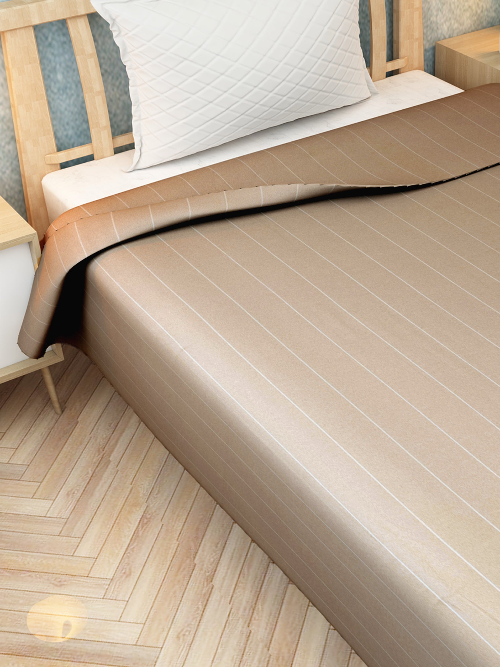 Athom Living’s beige cotton chaddar with summer stripe patterns provides a soft, lightweight feel for everyday comfort. A perfect all-season bedsheet choice that blends style with functionality in any home.