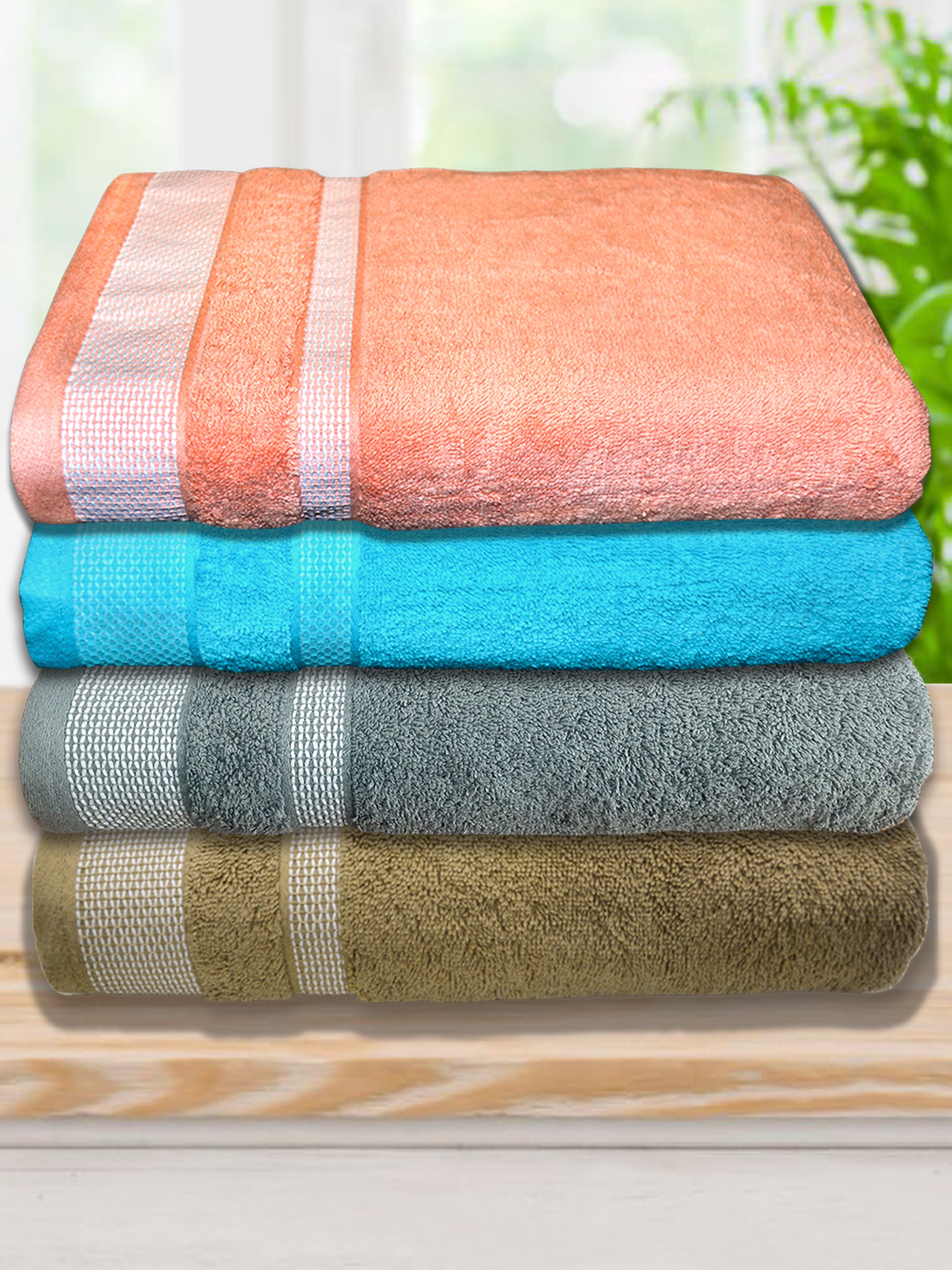 Athom Living soft cotton bath towel pack of 4, quick-dry and long-lasting, crafted for absorbency and perfect for bathroom and travel use.