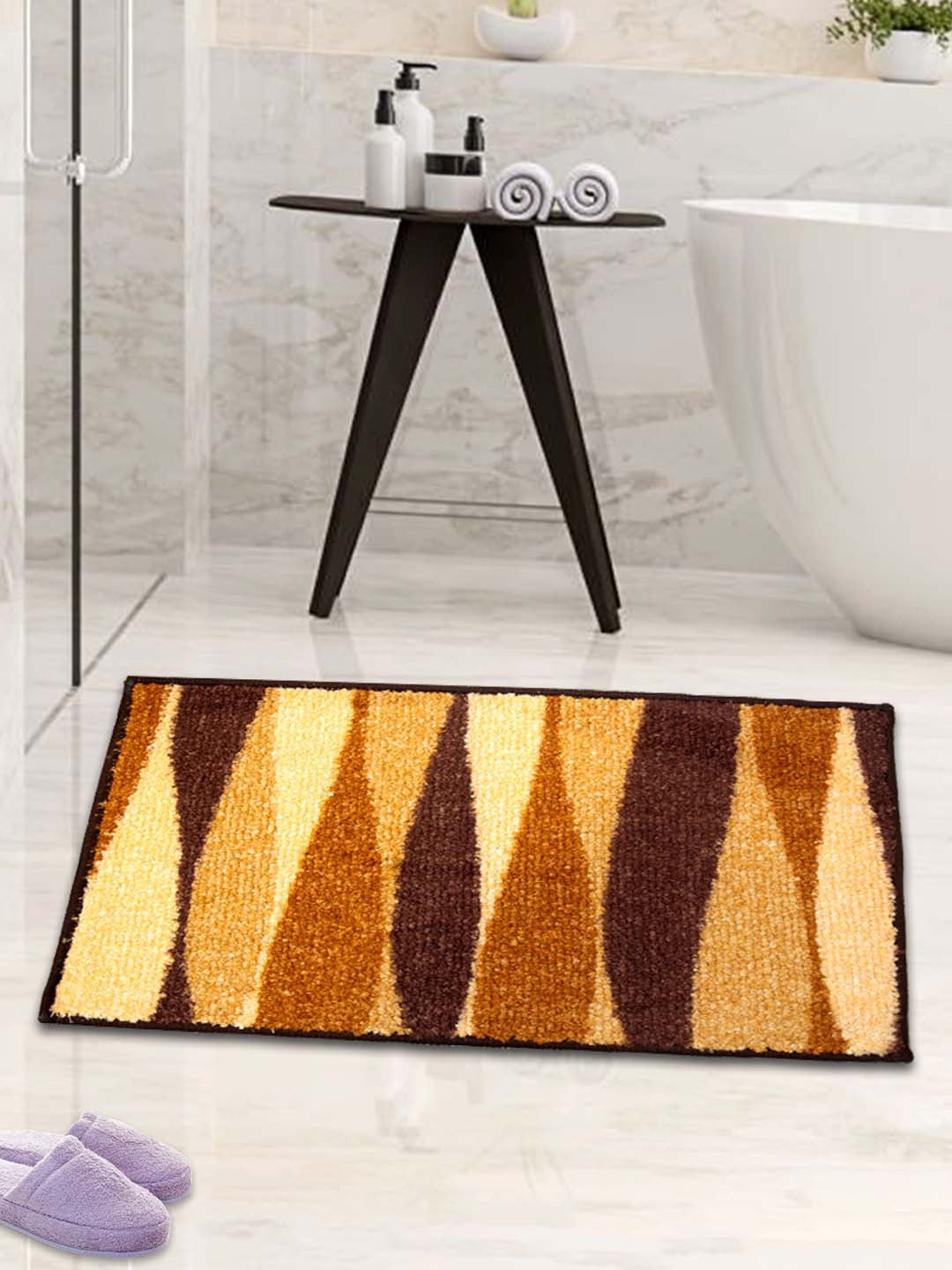 Beige Micro Designer Soft Anti Slip Bath Mat by Athom Living, crafted for comfort and durability. This premium home essential ensures a stylish touch to your bathroom while functioning as a reliable doormat or bathmat.