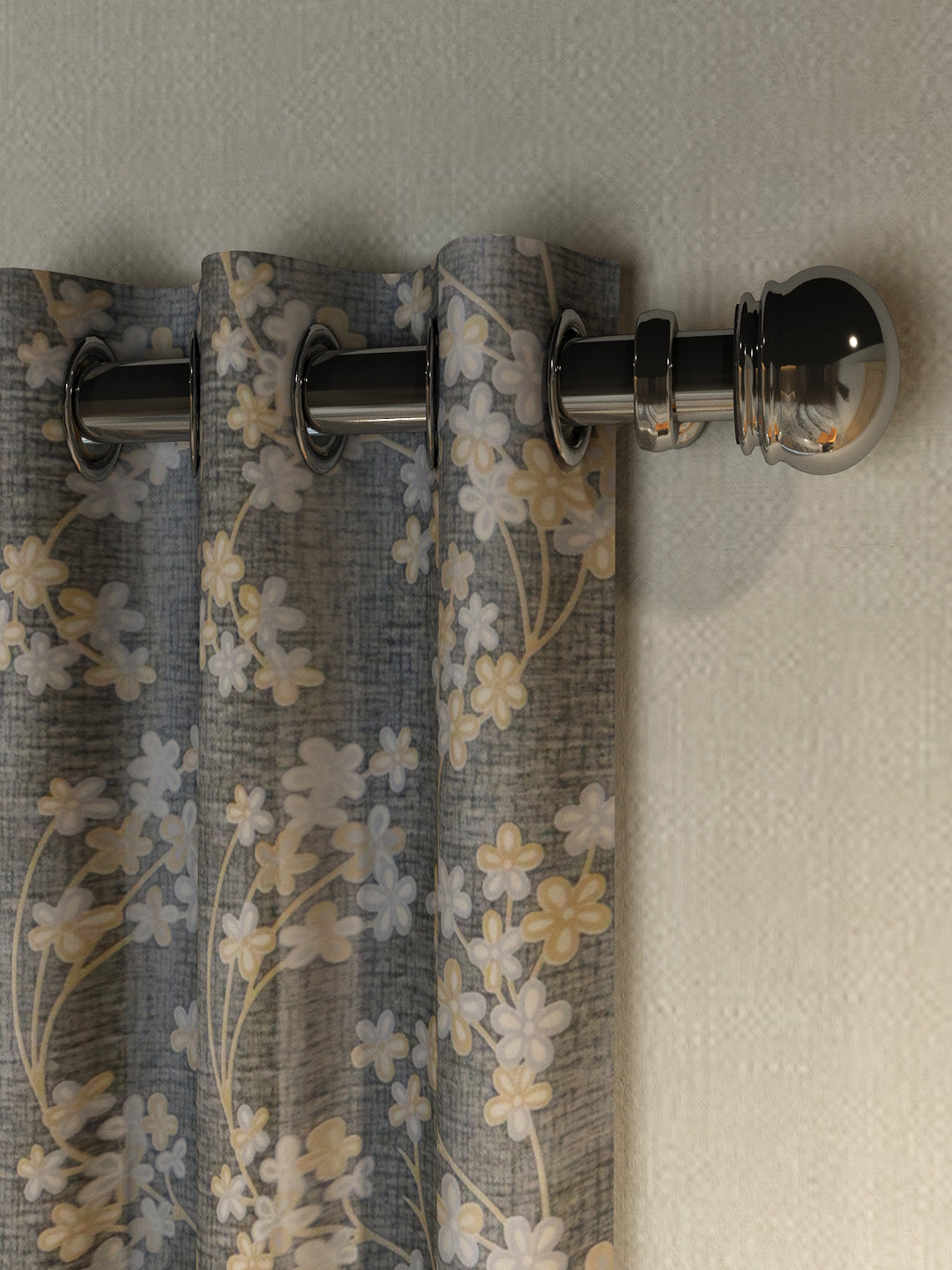 Beige floral patterned door drapes by Athom Living, Dream Collection set of 2 curtains designed for stylish home décor, privacy, and interior elegance.