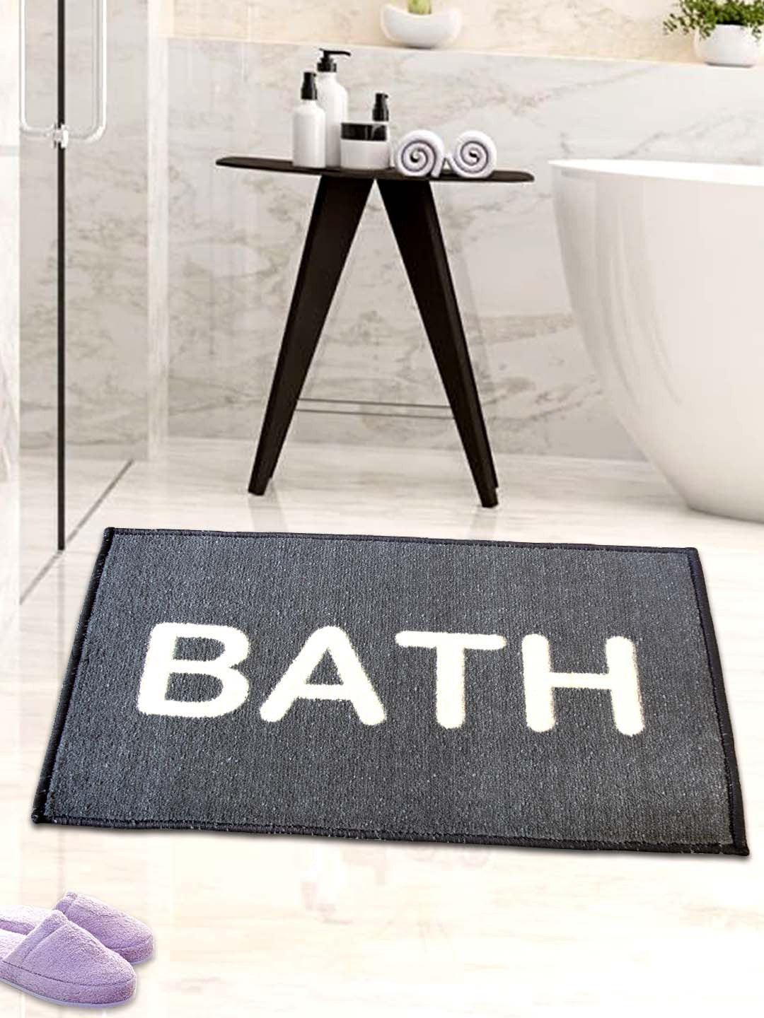 Black Micro Soft Anti-Slip Bathroom Mat by Athom Living, a premium doormat or bathmat offering comfort, safety, and style for your bathroom floor, perfect for modern homes and daily use.