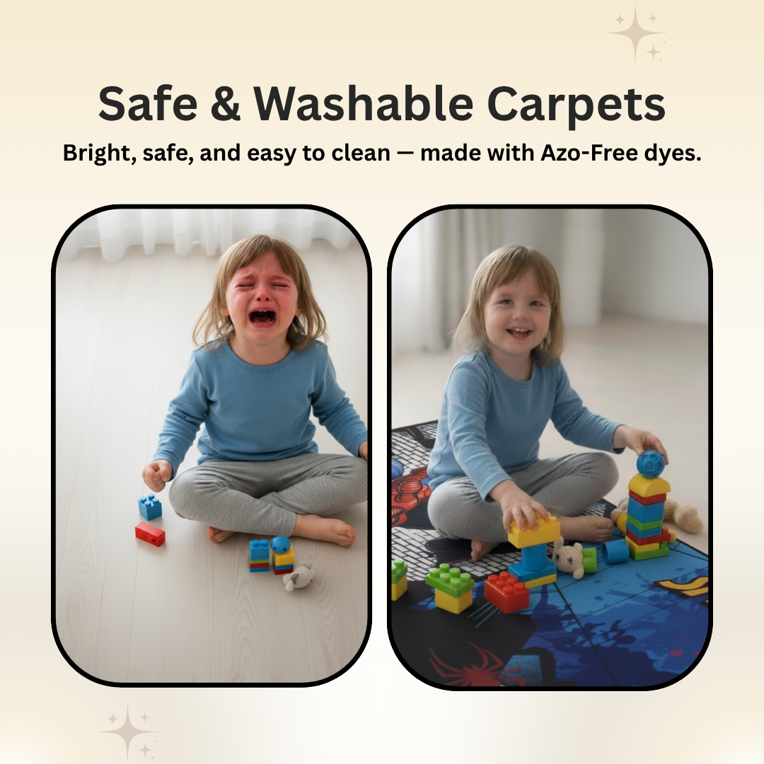 Blue Spiderman runner carpet by Athom Living with superhero design, soft surface, and skid-resistant base, perfect for kids’ bedroom, play area, or hallway décor while adding comfort and charm.